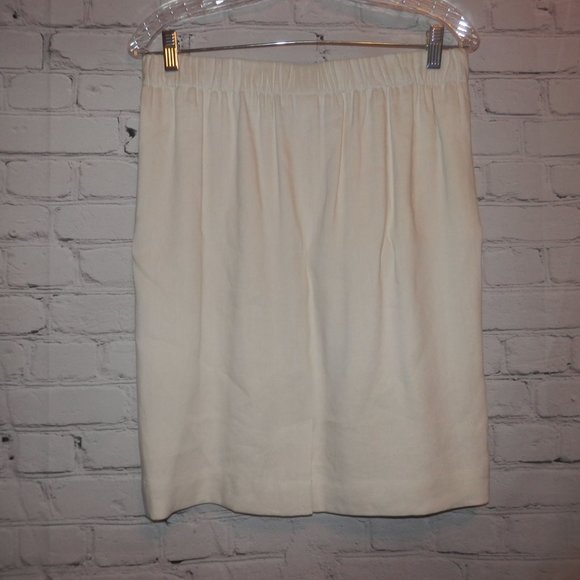 Worth Ivory Skirt 12 Crisp Lace Up Career  Neutral - Picture 3 of 4